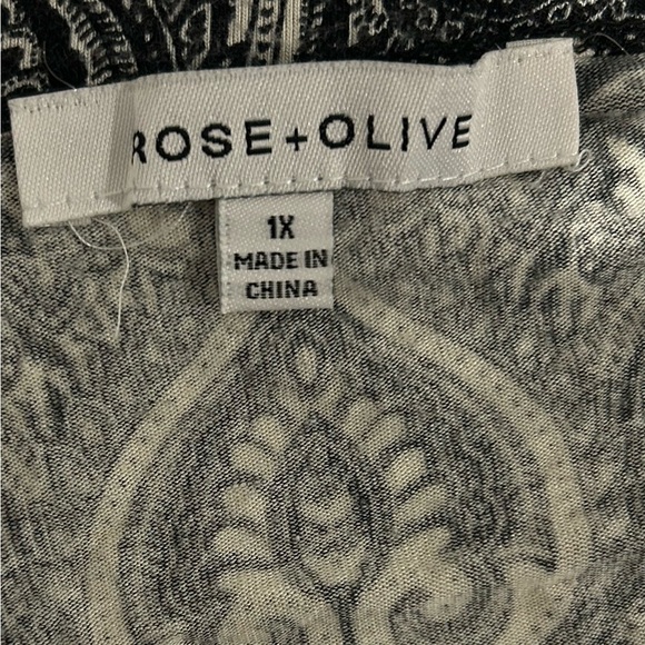 Paisley print Rose + Olive flattering long tunic top, Plus size 1X - Picture 3 of 5